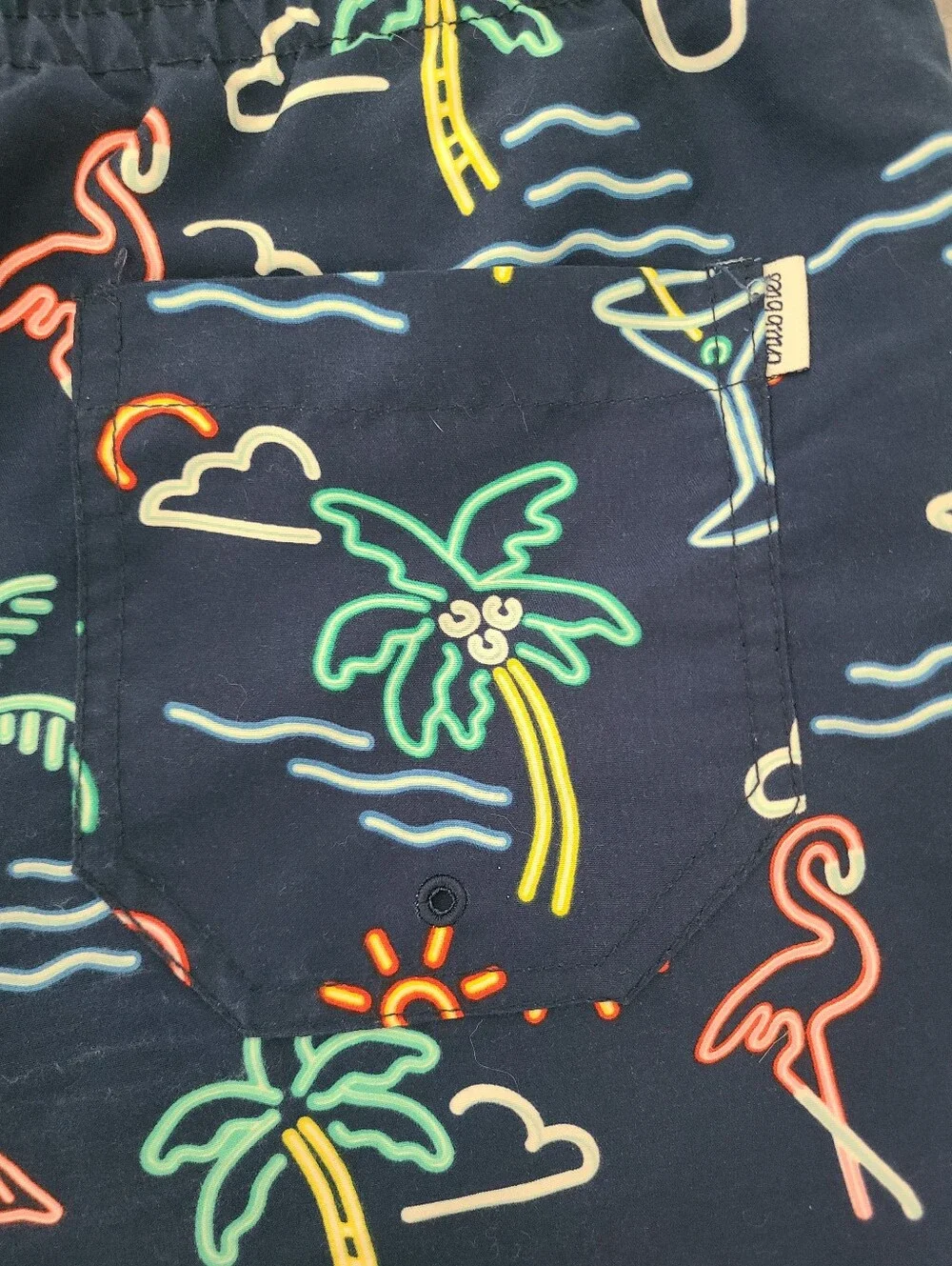 CHUBBIES Swim Trunks Men's Size L Neon Lights Board Shorts Beach 5.5 inseam Pool